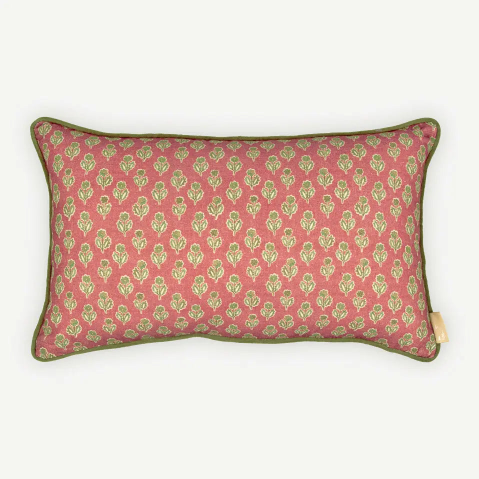 Viola Carmine Cotton Oblong Cushion Cover SanctuaryLiving