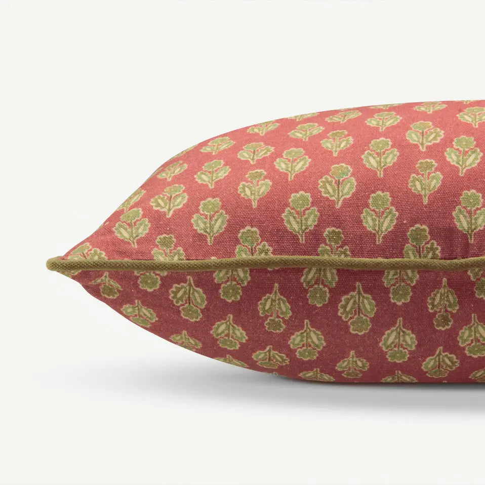 Viola Carmine Cotton Oblong Cushion Cover SanctuaryLiving