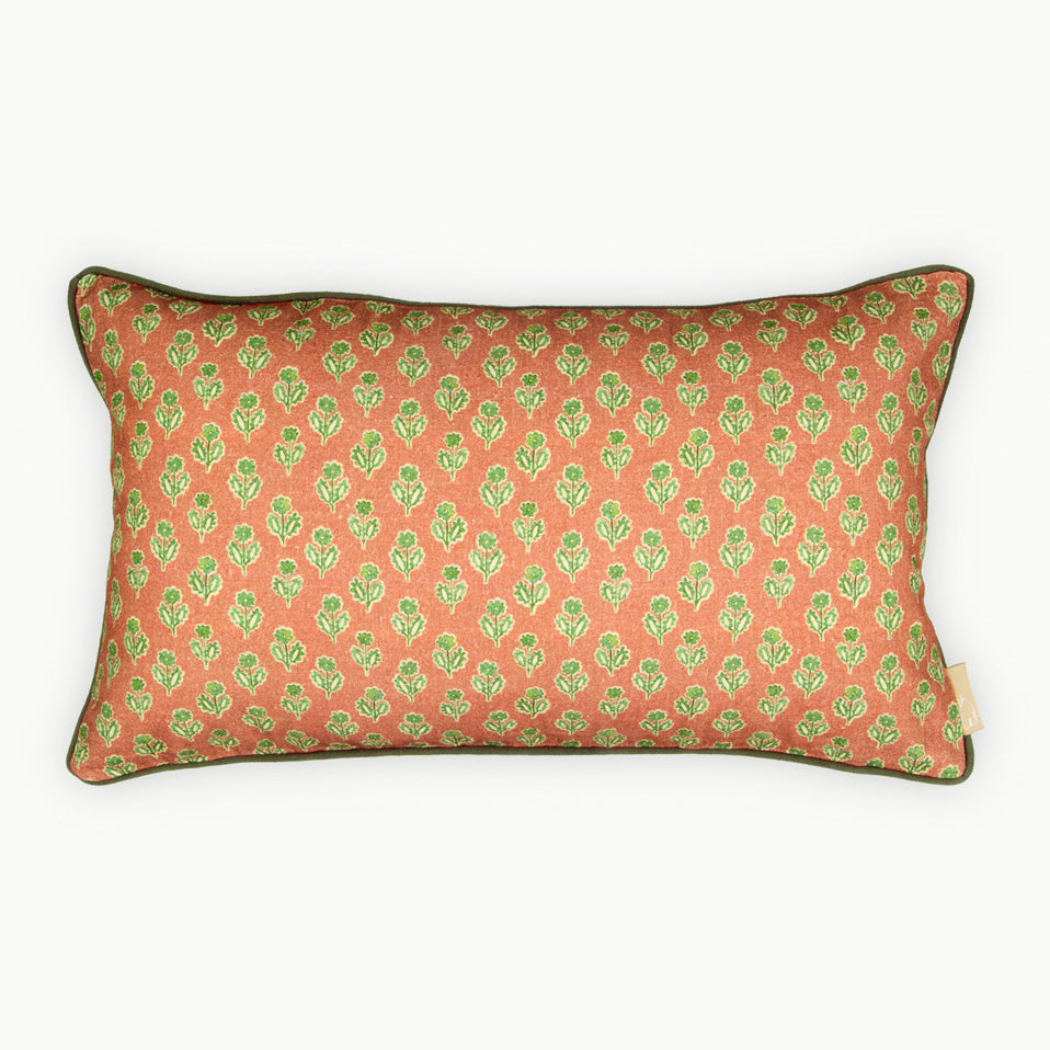 Viola Terracotta Cotton Oblong Cushion Cover