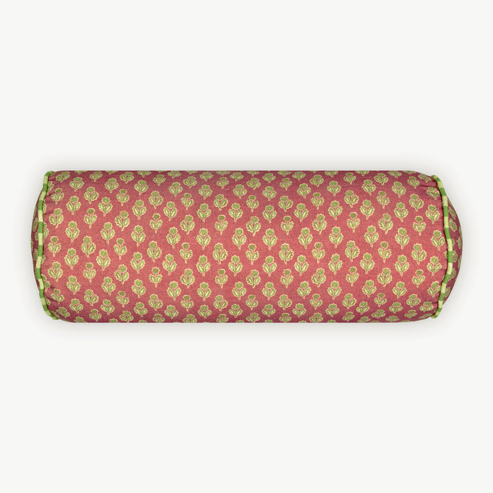 Viola Carmine Cotton Bolster Cover