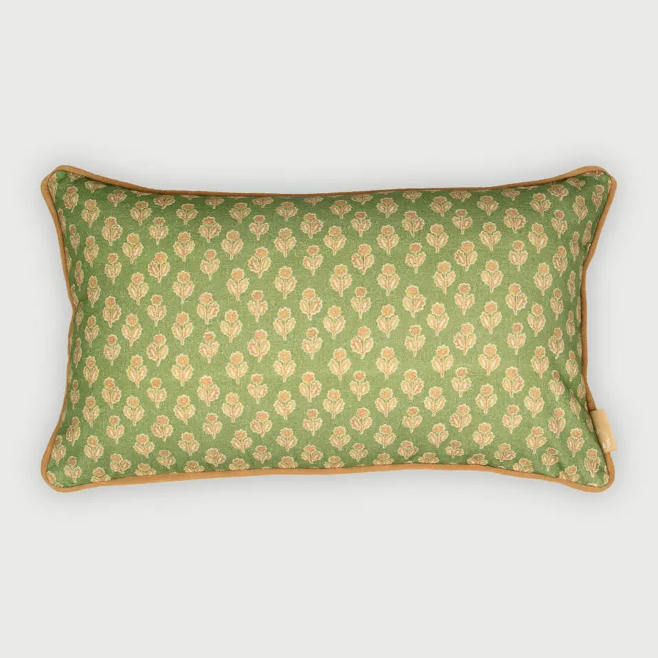 Viola Forest Green Cotton Oblong Cushion Cover SanctuaryLiving