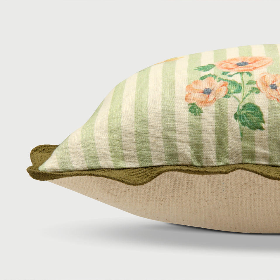 Rosalia Forest Green Linen Oblong Cushion Cover