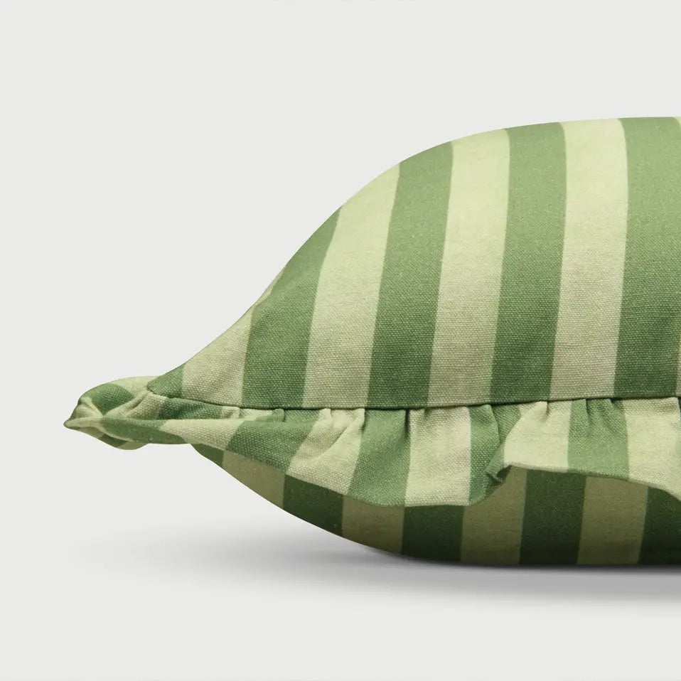 Linea Ruffle Forest Green Cotton Cushion Cover SanctuaryLiving