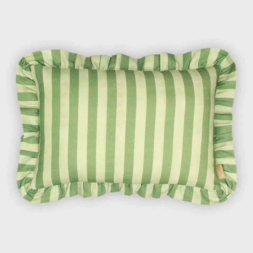 Linea Ruffle Forest Green Cotton Oblong Cushion Cover SanctuaryLiving