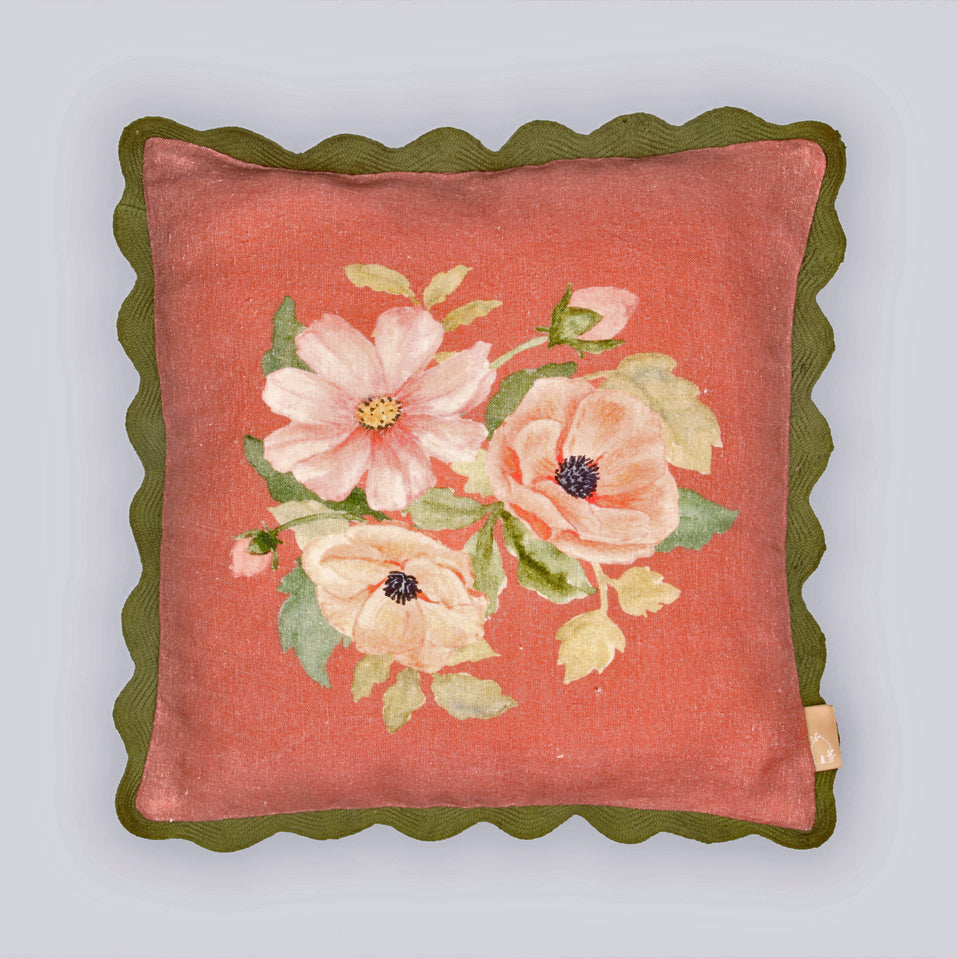 Annabella Carmine Linen Cushion Cover