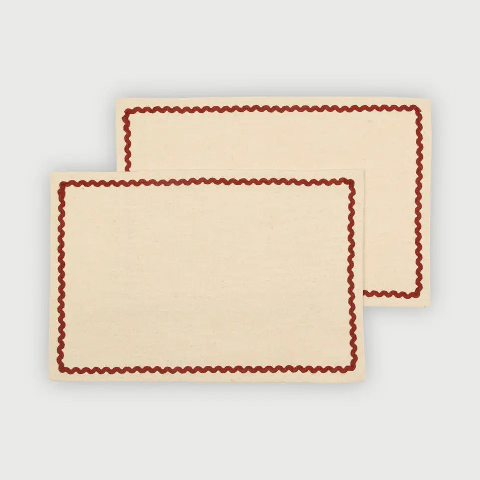 Clara Carmine Cotton Table Mats-Set of 2 SanctuaryLiving