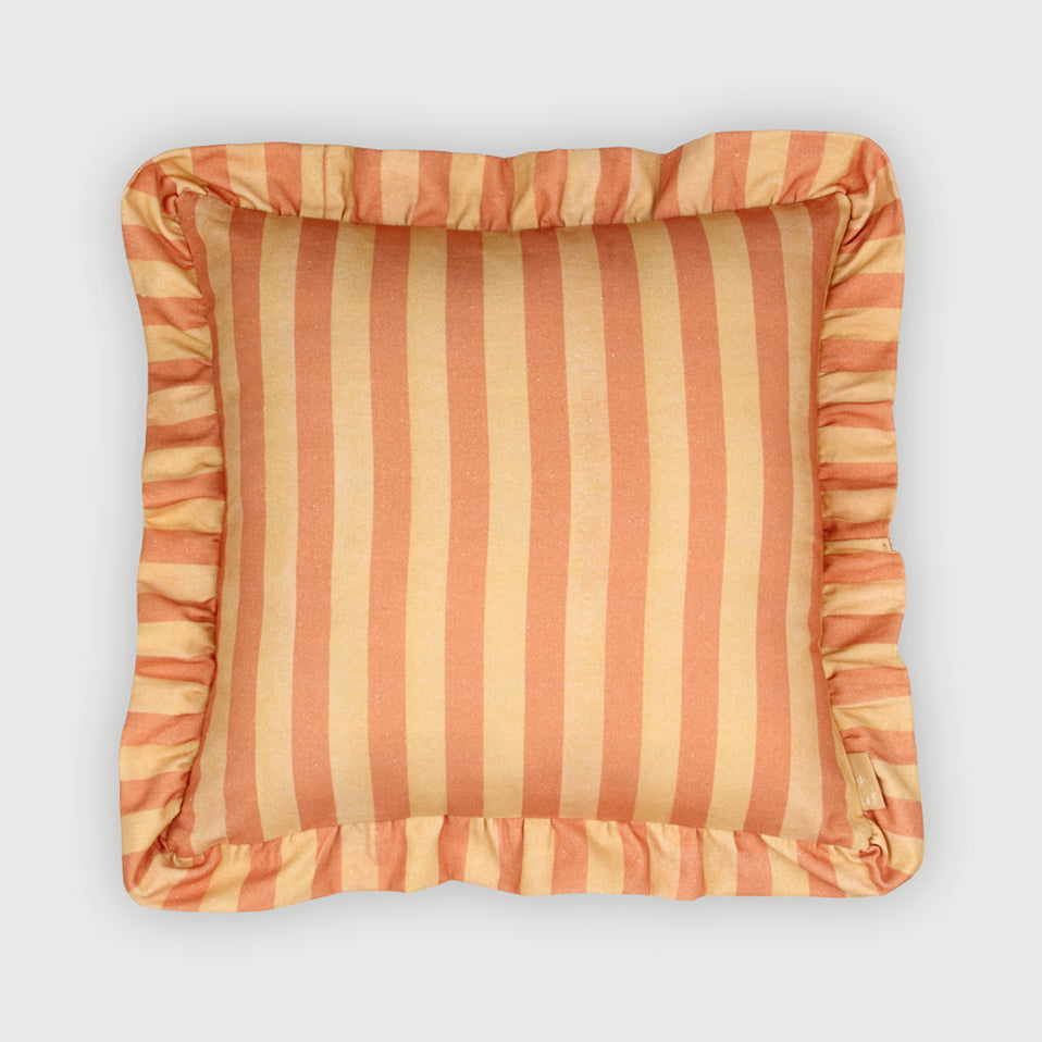 Linea Ruffle Amber Cotton Cushion Cover