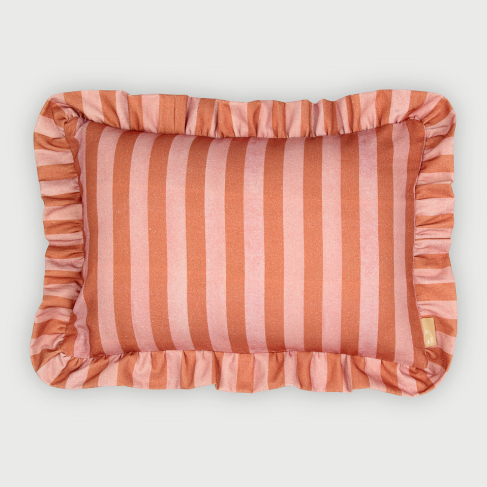 Linea Ruffle Dusty Rose Cotton Oblong Cushion Cover