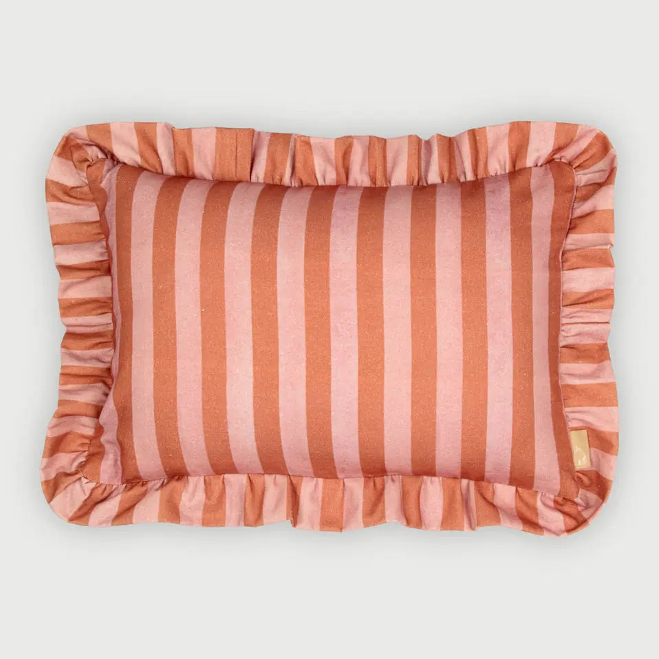 Linea Ruffle Dusty Rose Cotton Oblong Cushion Cover SanctuaryLiving