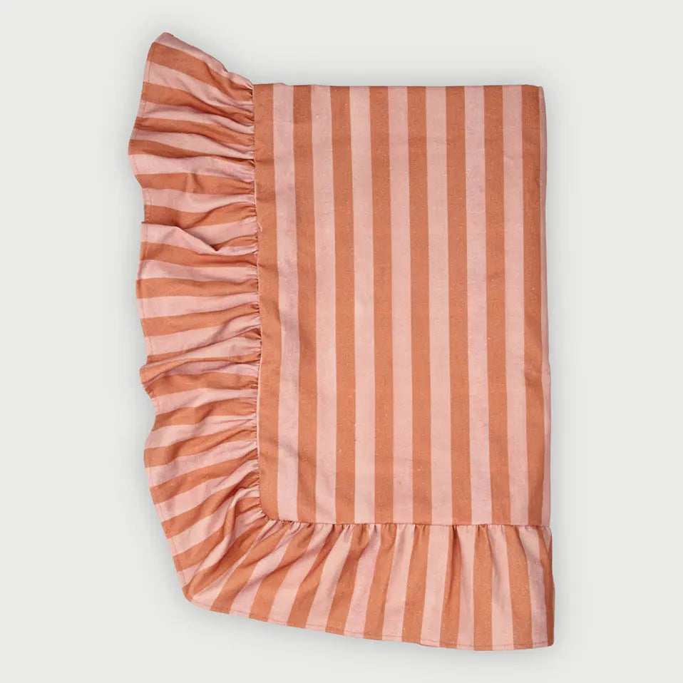 Linea Ruffle Dusty Rose Cotton Table Cover SanctuaryLiving