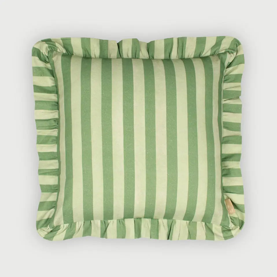 Linea Ruffle Forest Green Cotton Cushion Cover SanctuaryLiving