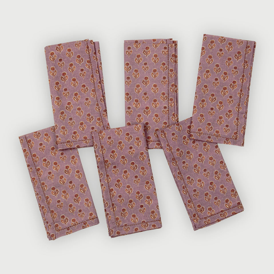 Viola Lavender Cotton Table Napkins-Set of 6