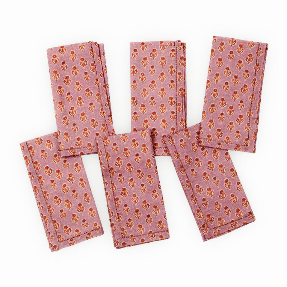 Viola Lavender Cotton Table Napkins-Set of 6