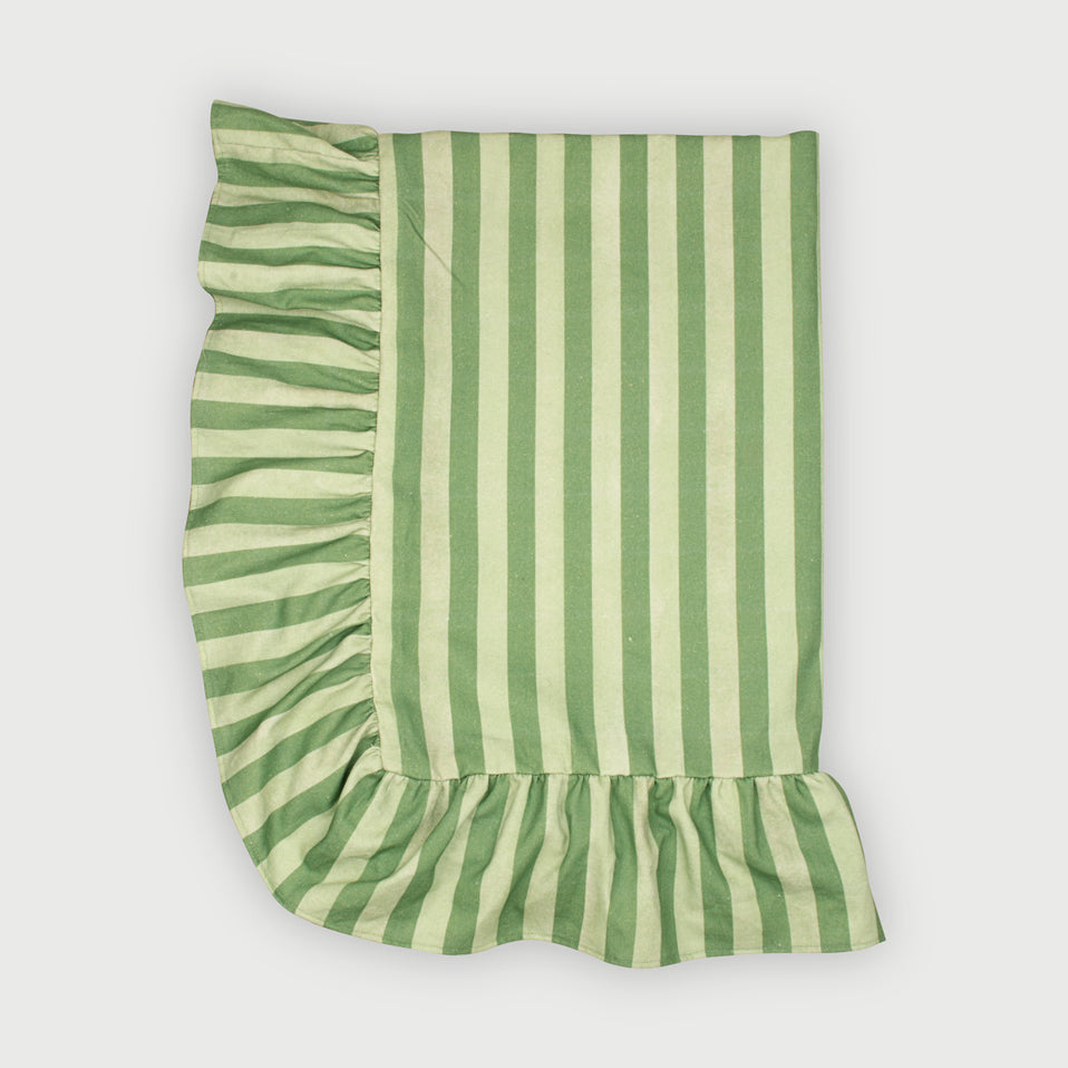 Linea Ruffle Forest Green Cotton Table Cover