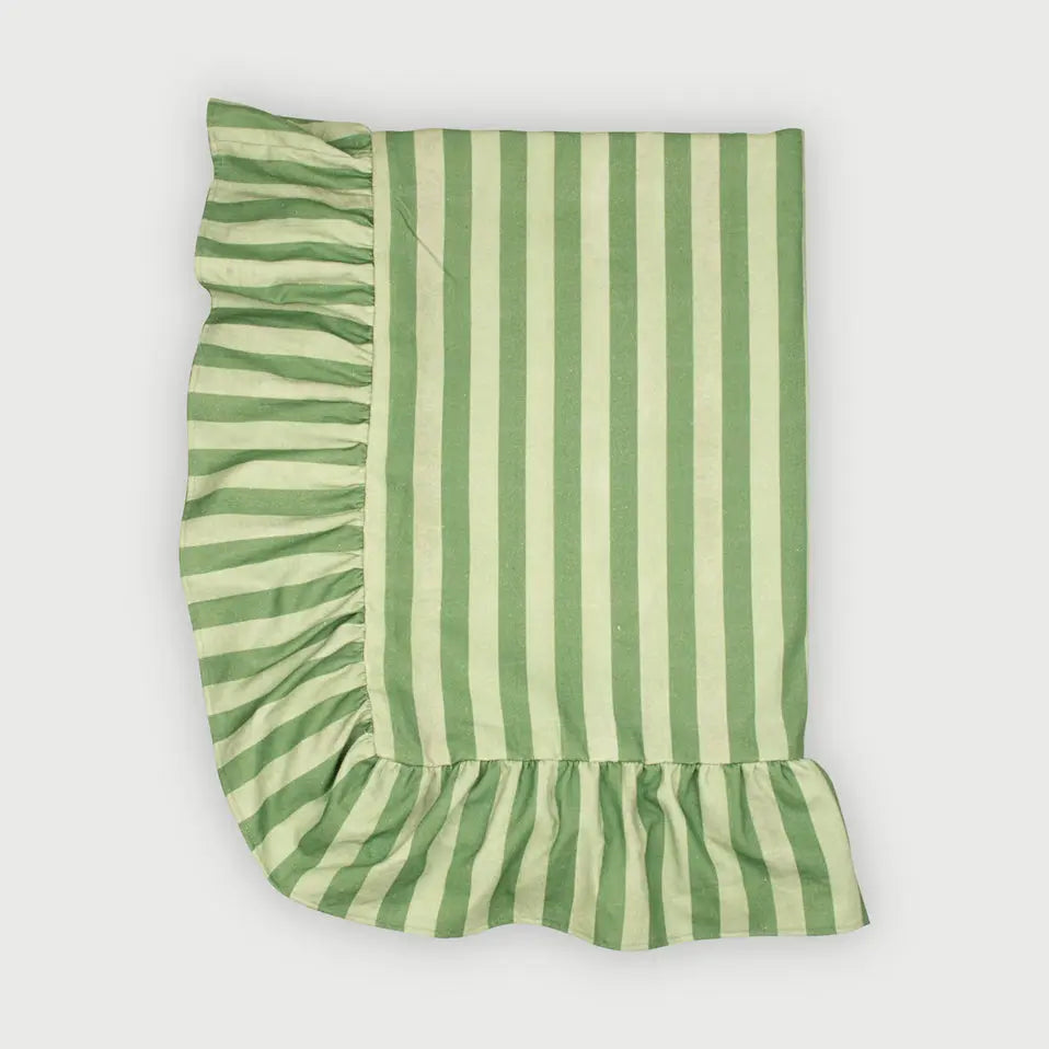 Linea Ruffle Forest Green Cotton Table Cover SanctuaryLiving