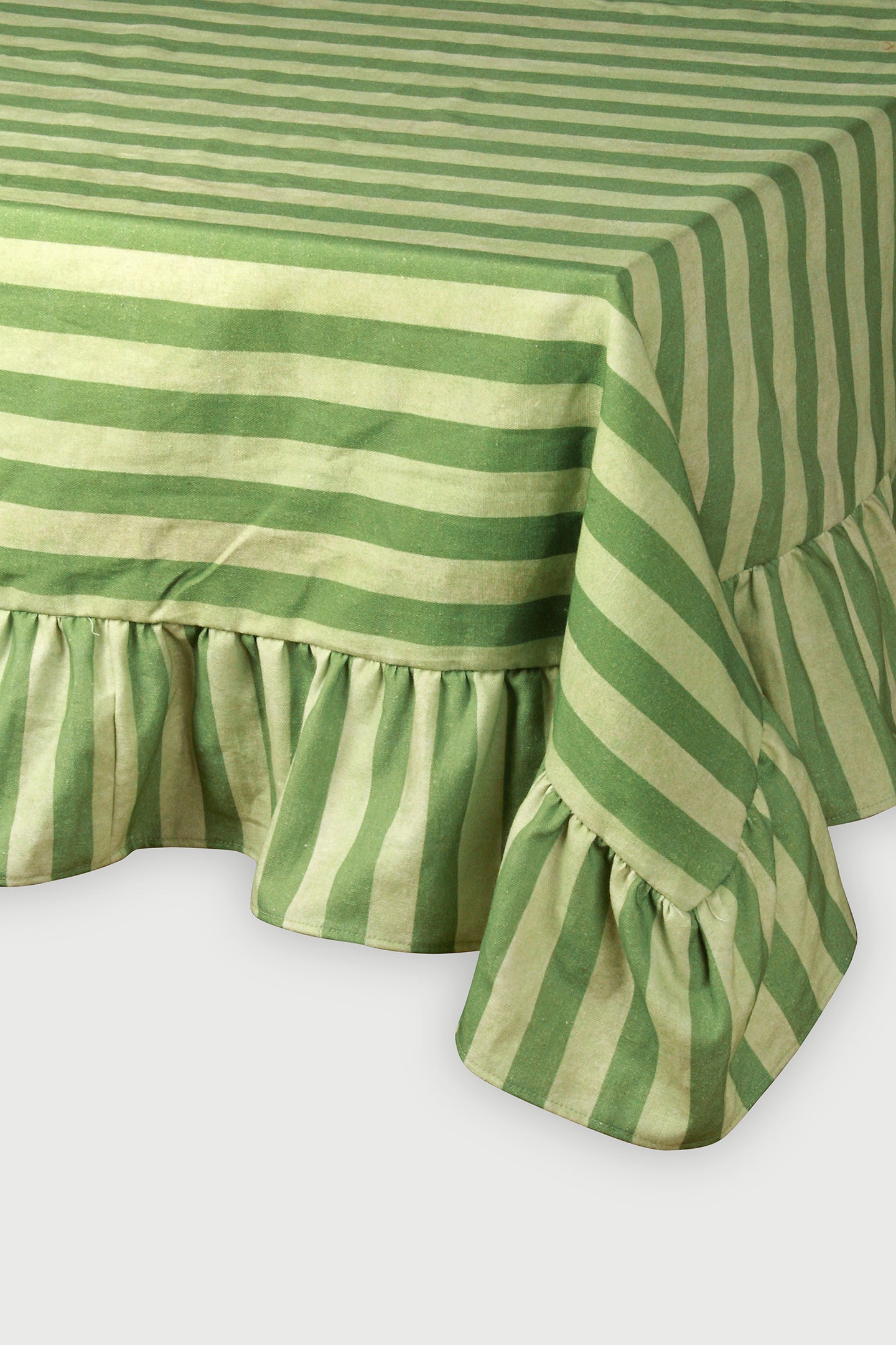 Linea Ruffle Forest Green Cotton Table Cover
