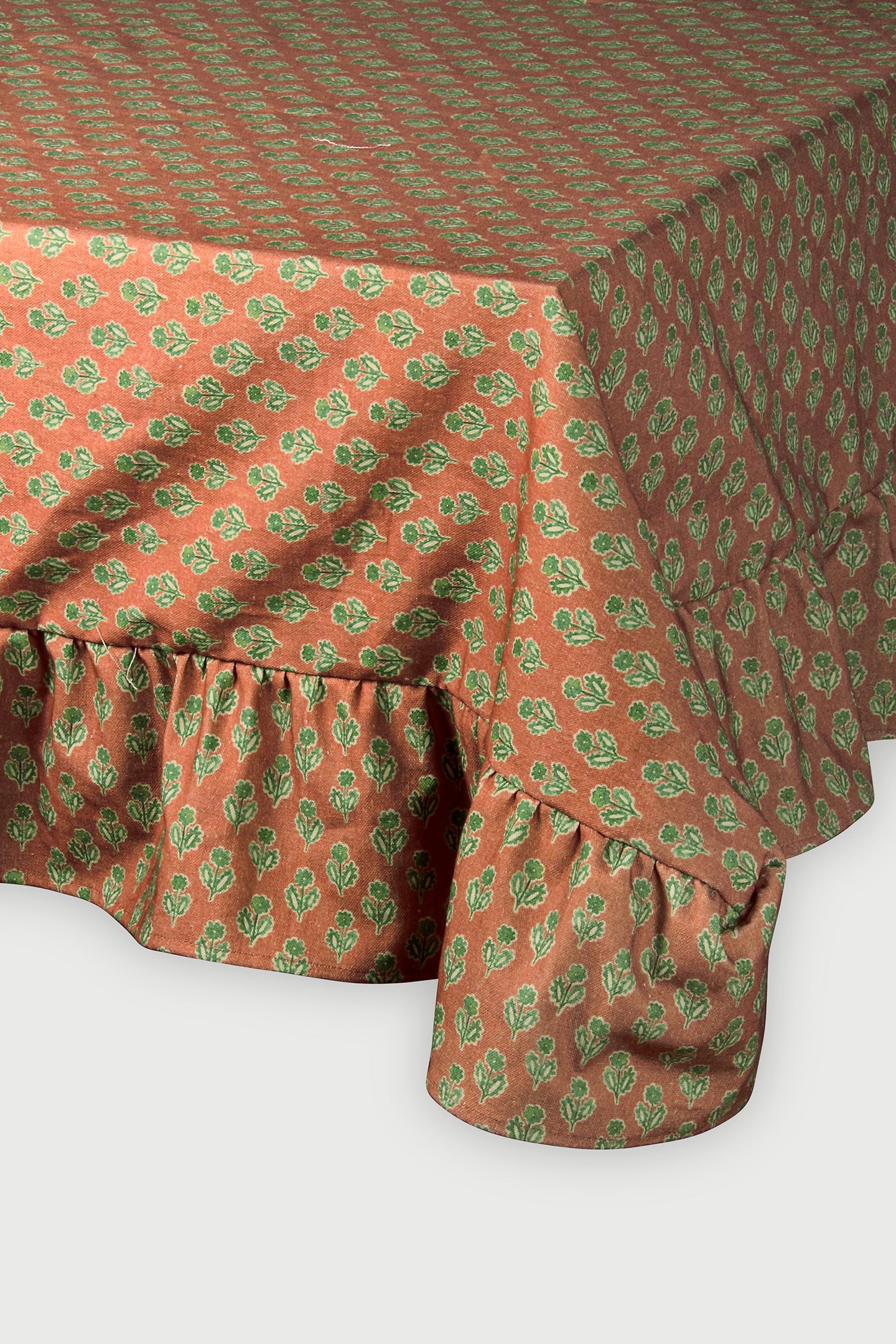 Viola Ruffle Terracotta Cotton Table Cover