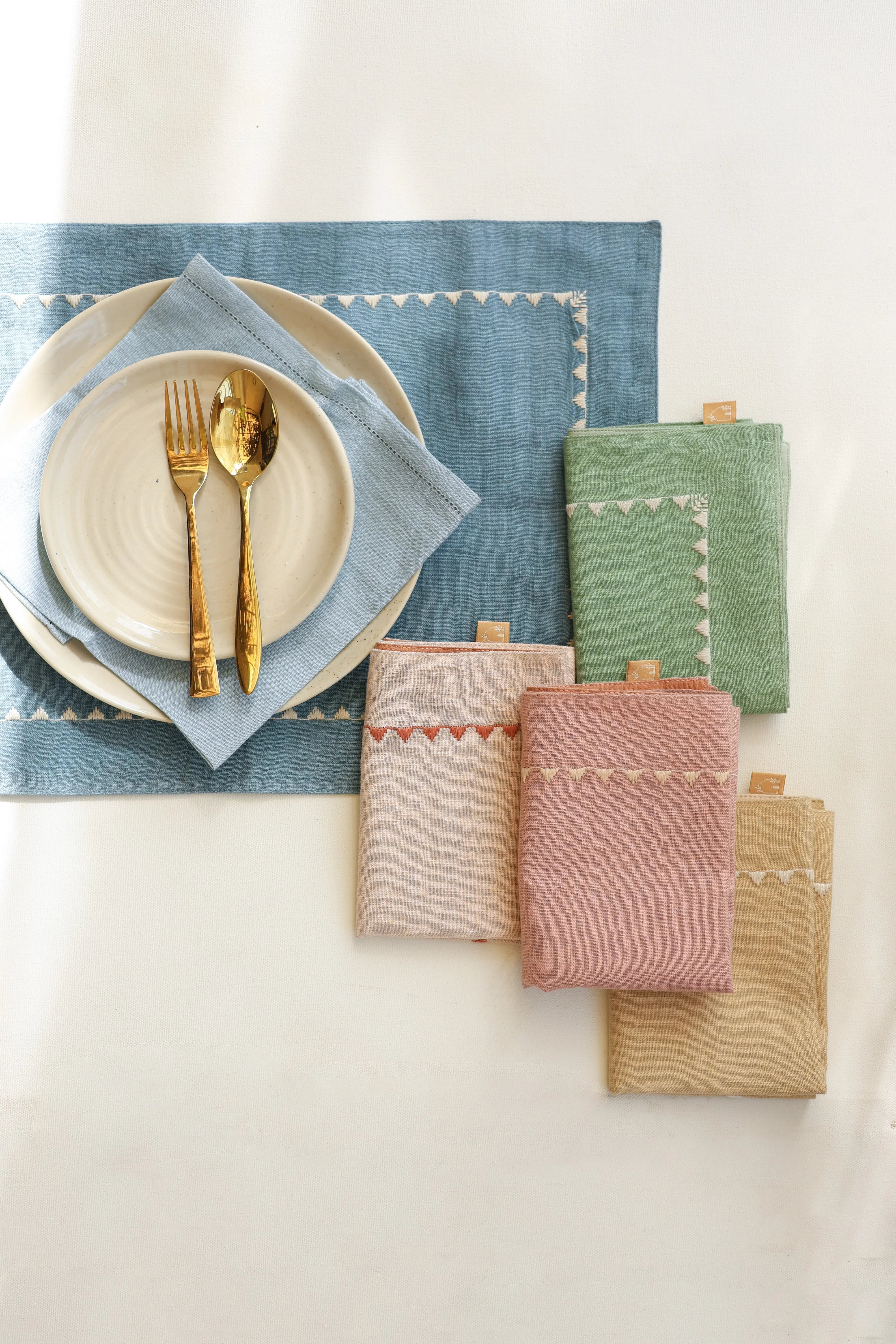 Mirage Azure Linen Table Mats-Set of 2 SanctuaryLiving