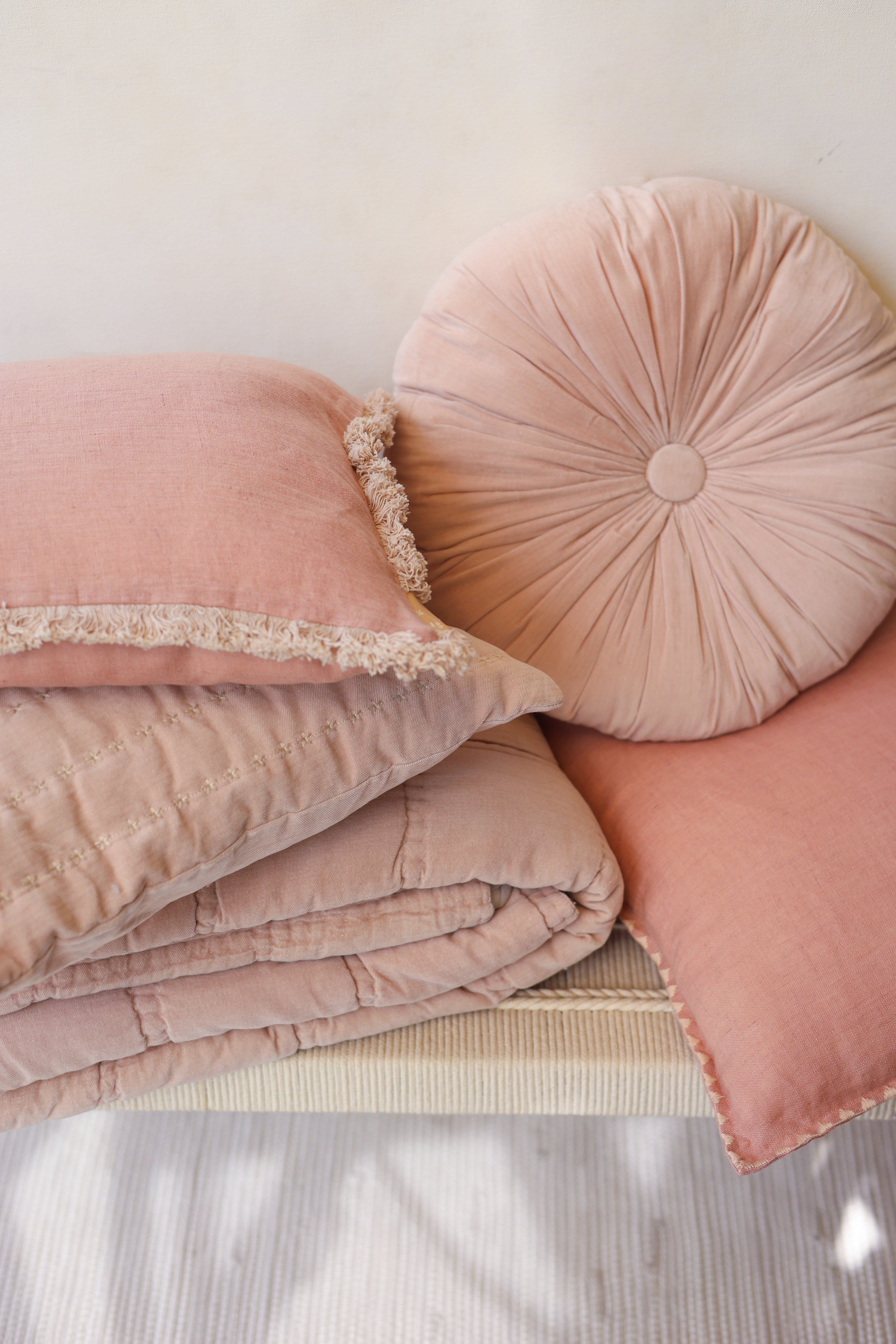 Cuddle Baby Pink Velvet  Round Cushion