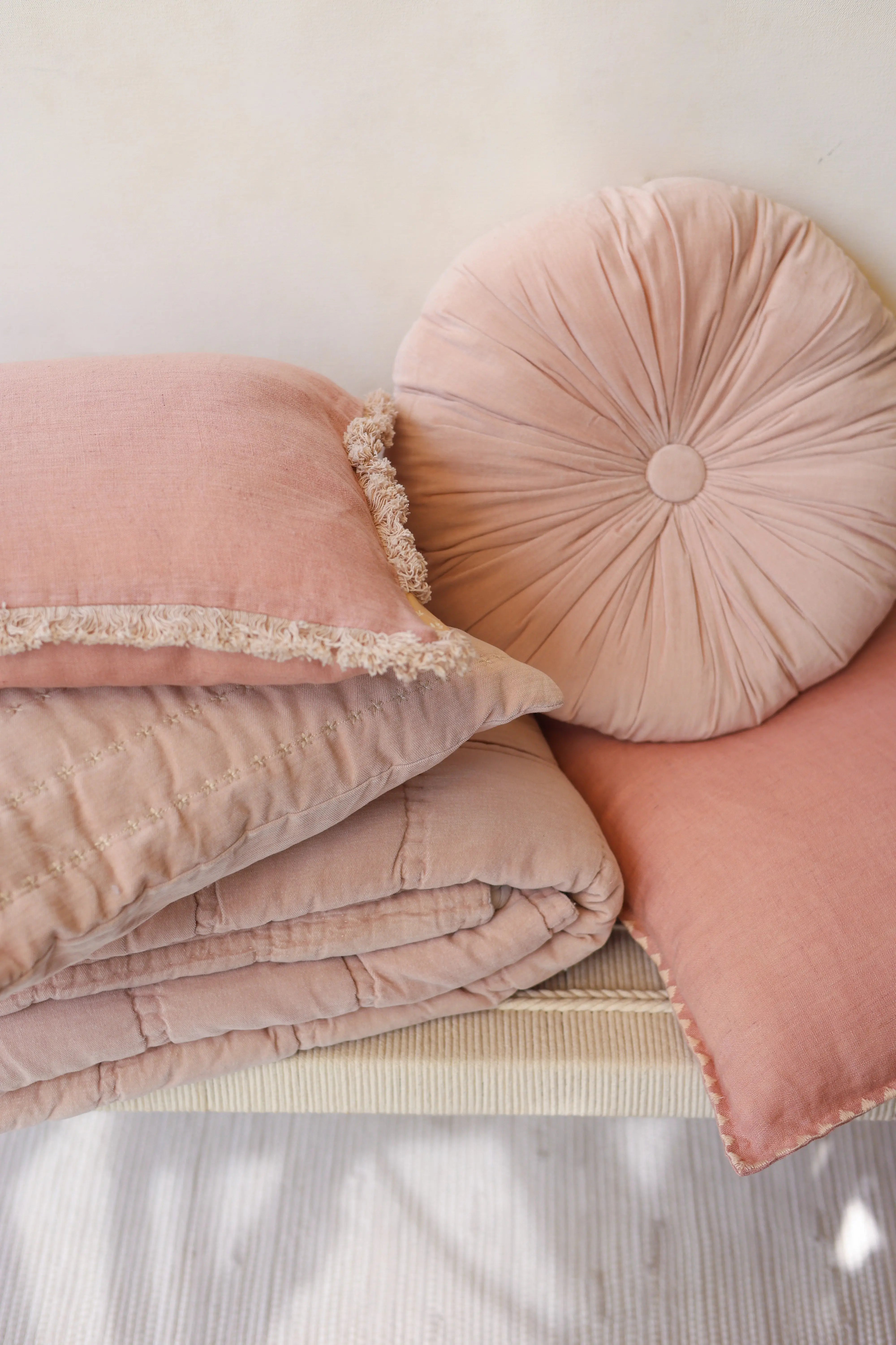 Cuddle Baby Pink Velvet Round Cushion SanctuaryLiving