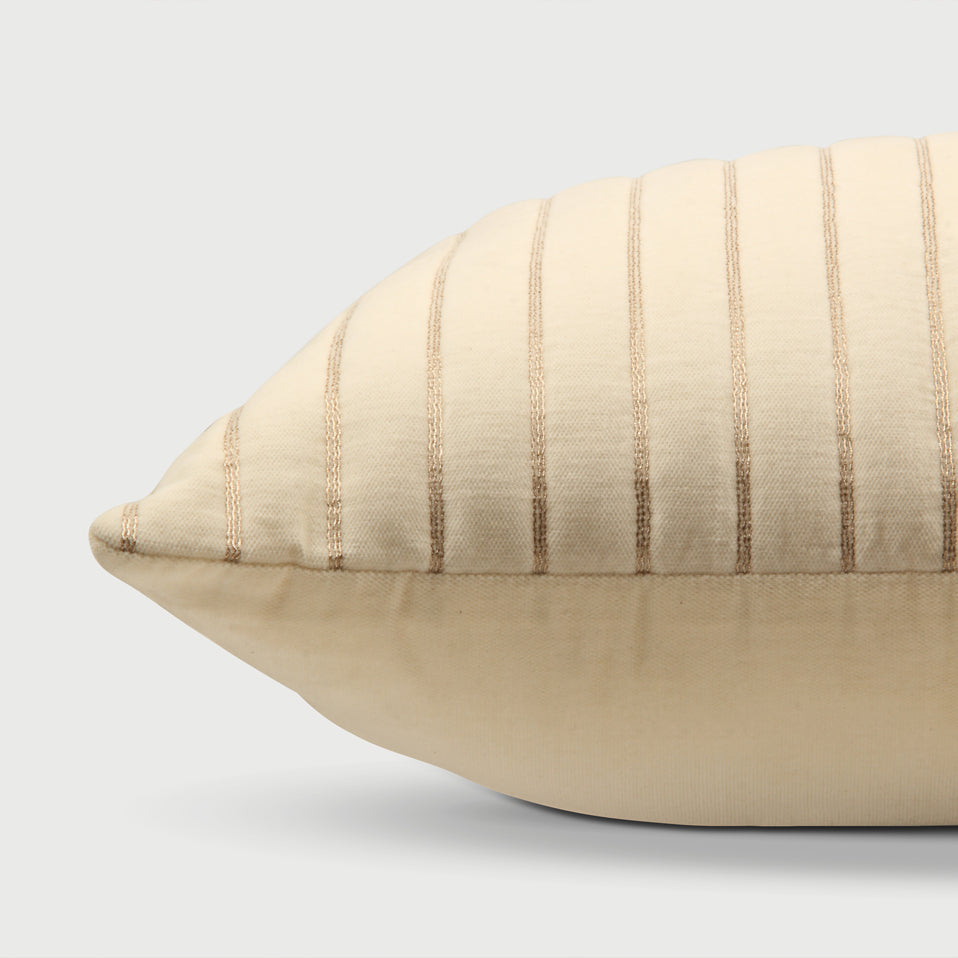 Eden Striped Ivory Velvet Cushion Cover