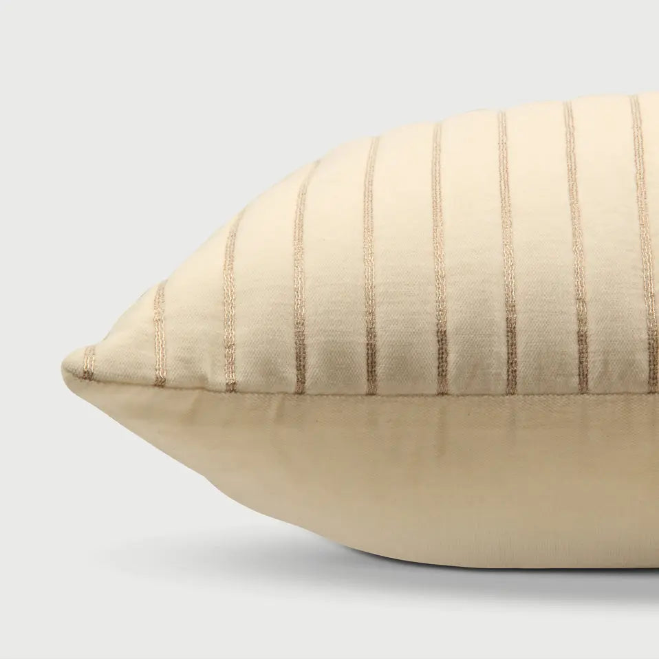 Eden Striped Ivory Velvet Cushion Cover SanctuaryLiving