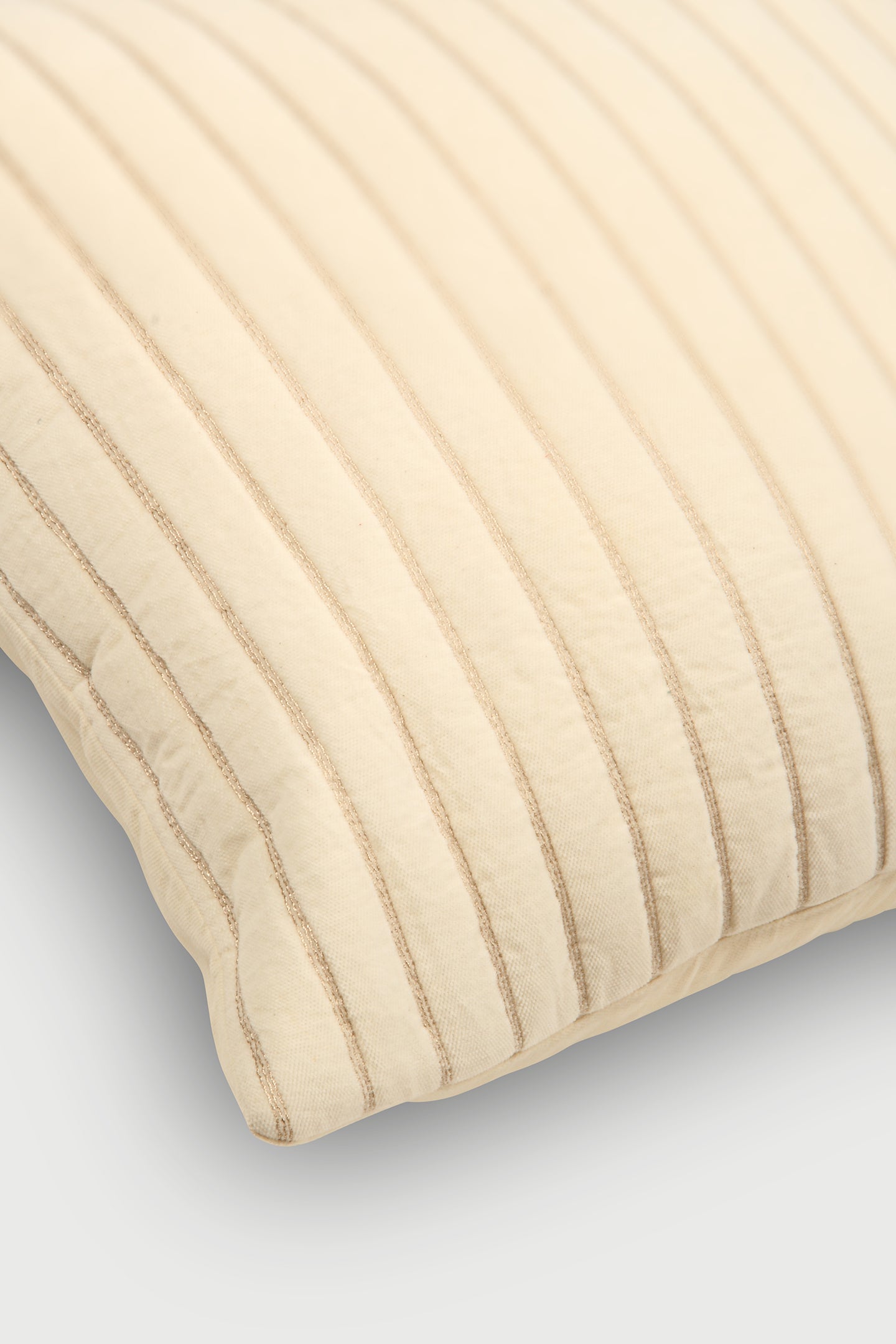 Eden Striped Ivory Velvet Cushion Cover