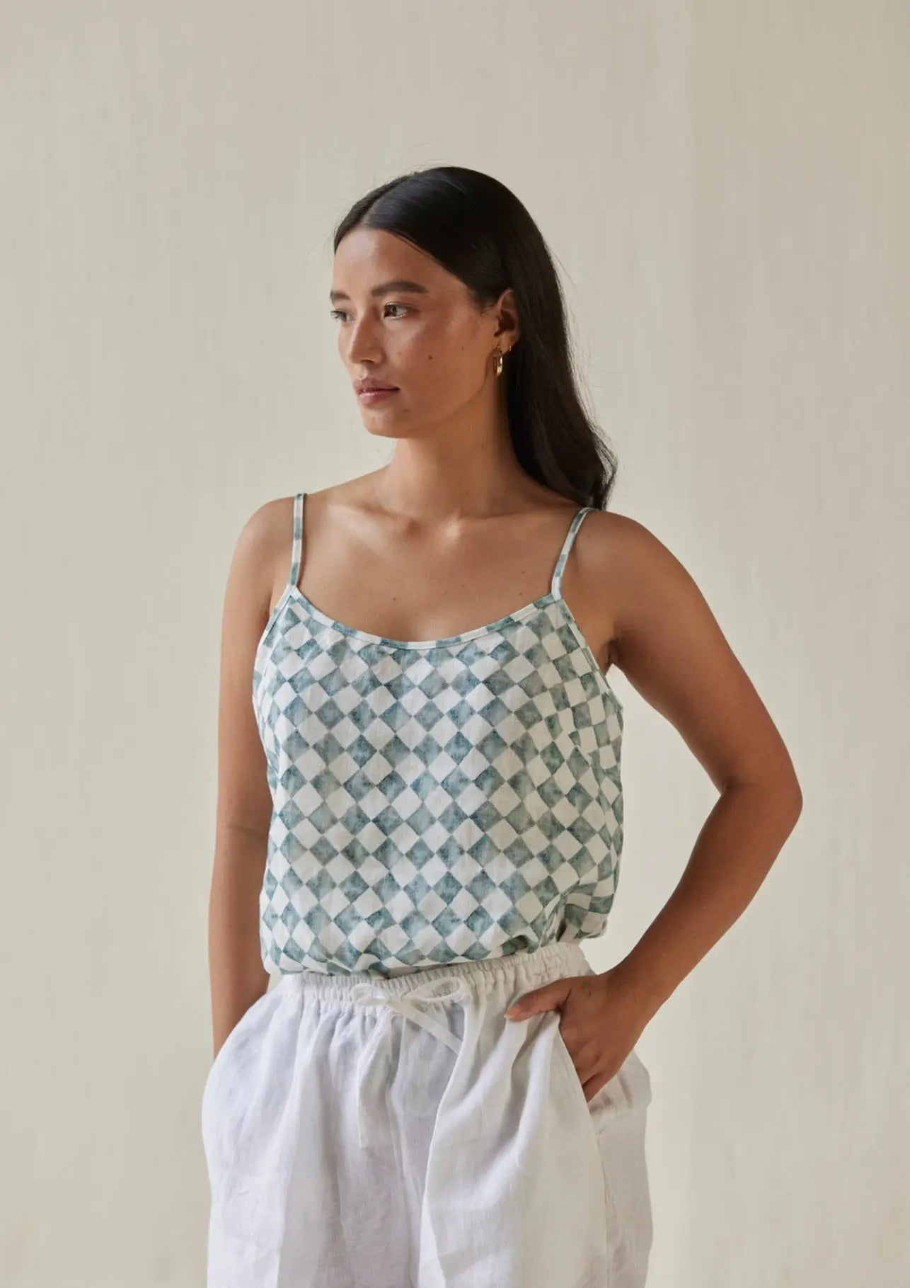 Ivy Check Blue Cami Top SanctuaryLiving