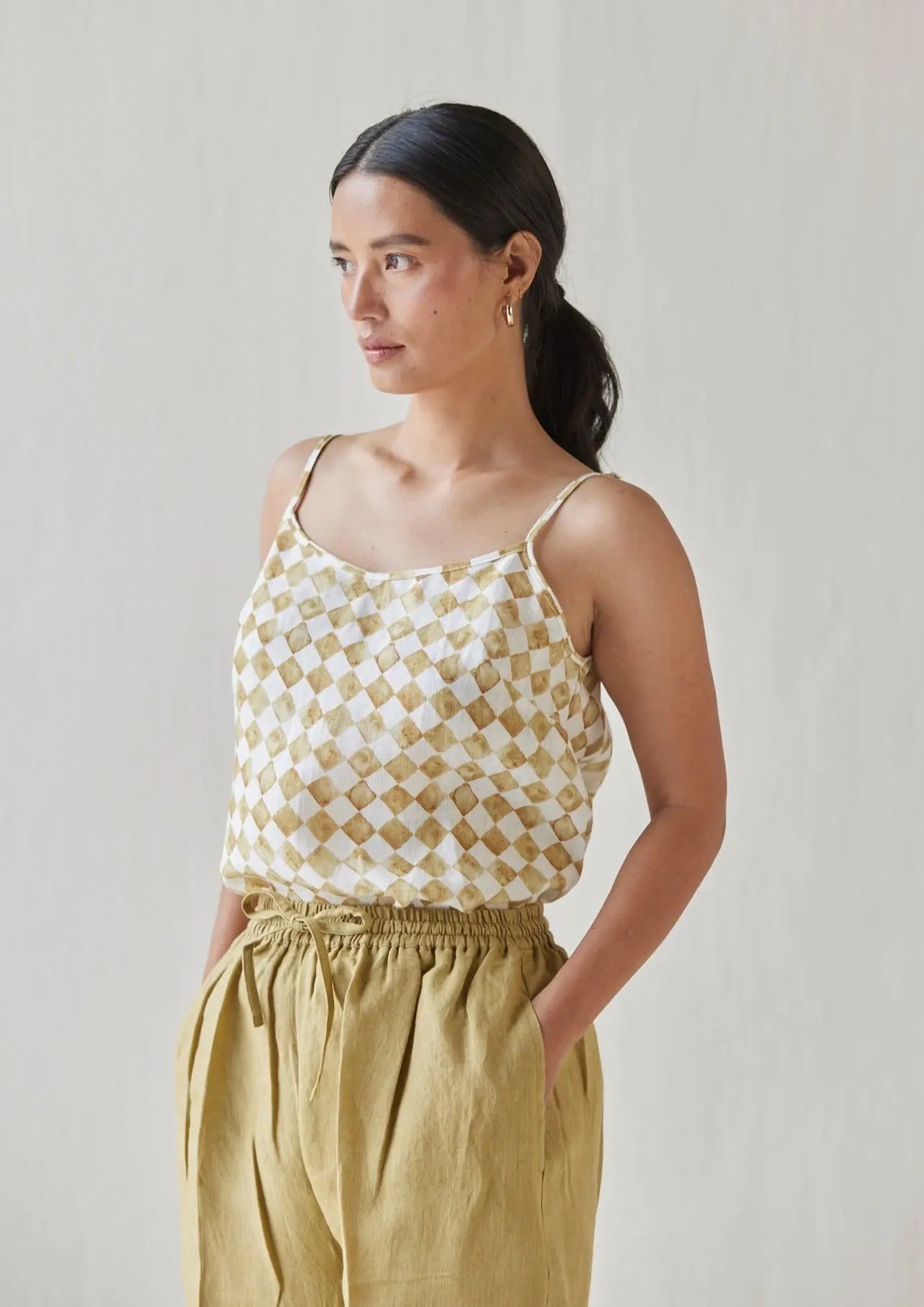 Ivy Check Ochre Cami Top SanctuaryLiving