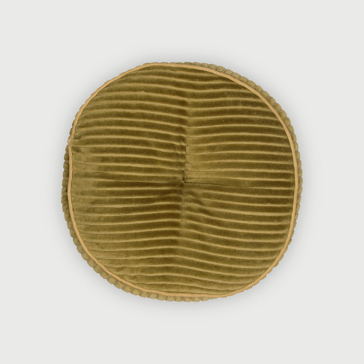 Luna Olive Velvet Round Cushion