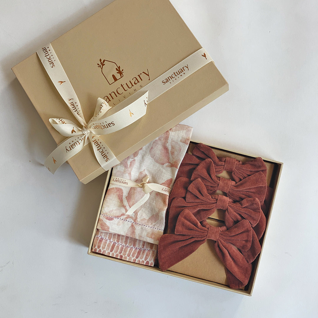 Linen Blush Table Napkins & Napkin Rings Gift Set SanctuaryLiving