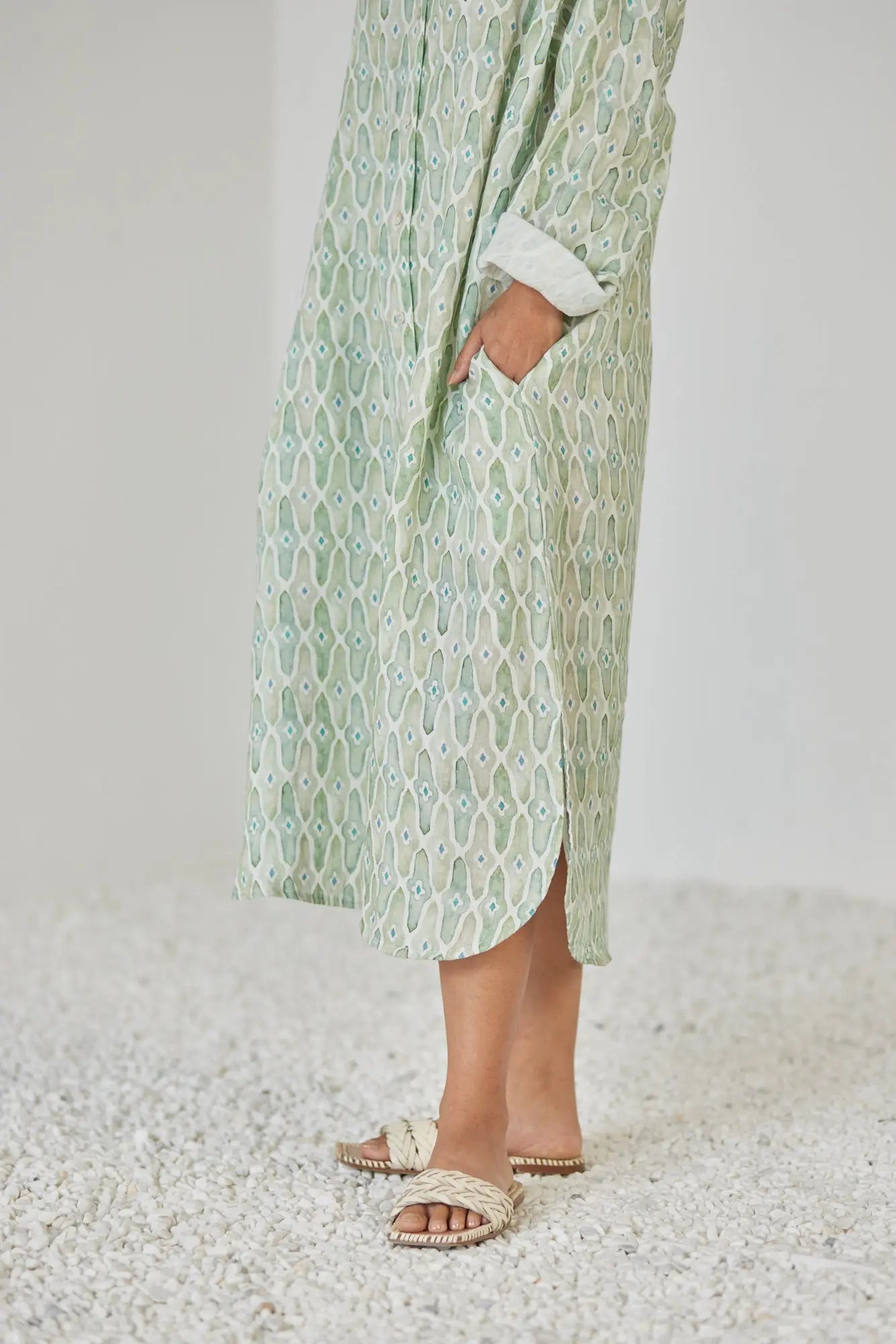 Magnolia Mosaic Green Shirt Dress SanctuaryLiving
