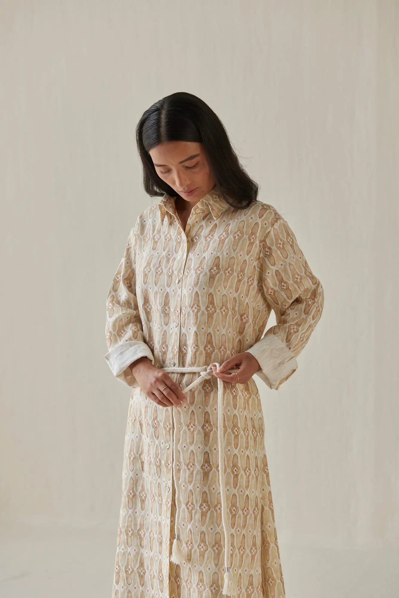 Magnolia Mosaic Sand Shirt Dress SanctuaryLiving
