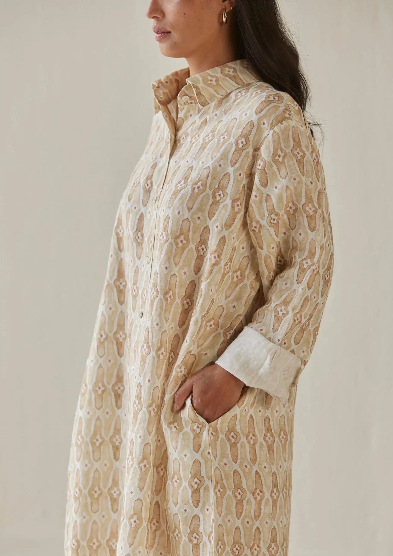 Magnolia Mosaic Sand Shirt Dress SanctuaryLiving