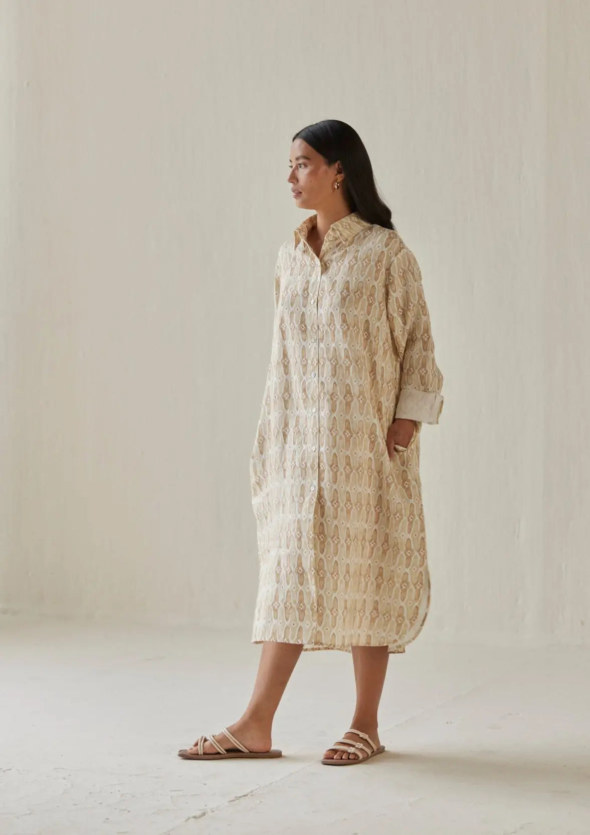 Magnolia Mosaic Sand Shirt Dress SanctuaryLiving