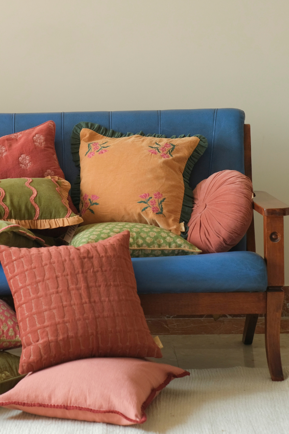 Sienna Amber Embroidered Velvet Cushion Cover
