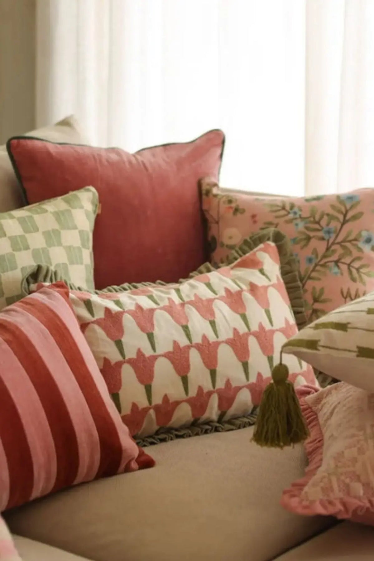 Tulip Raspberry Oblong Cushion Cover SanctuaryLiving