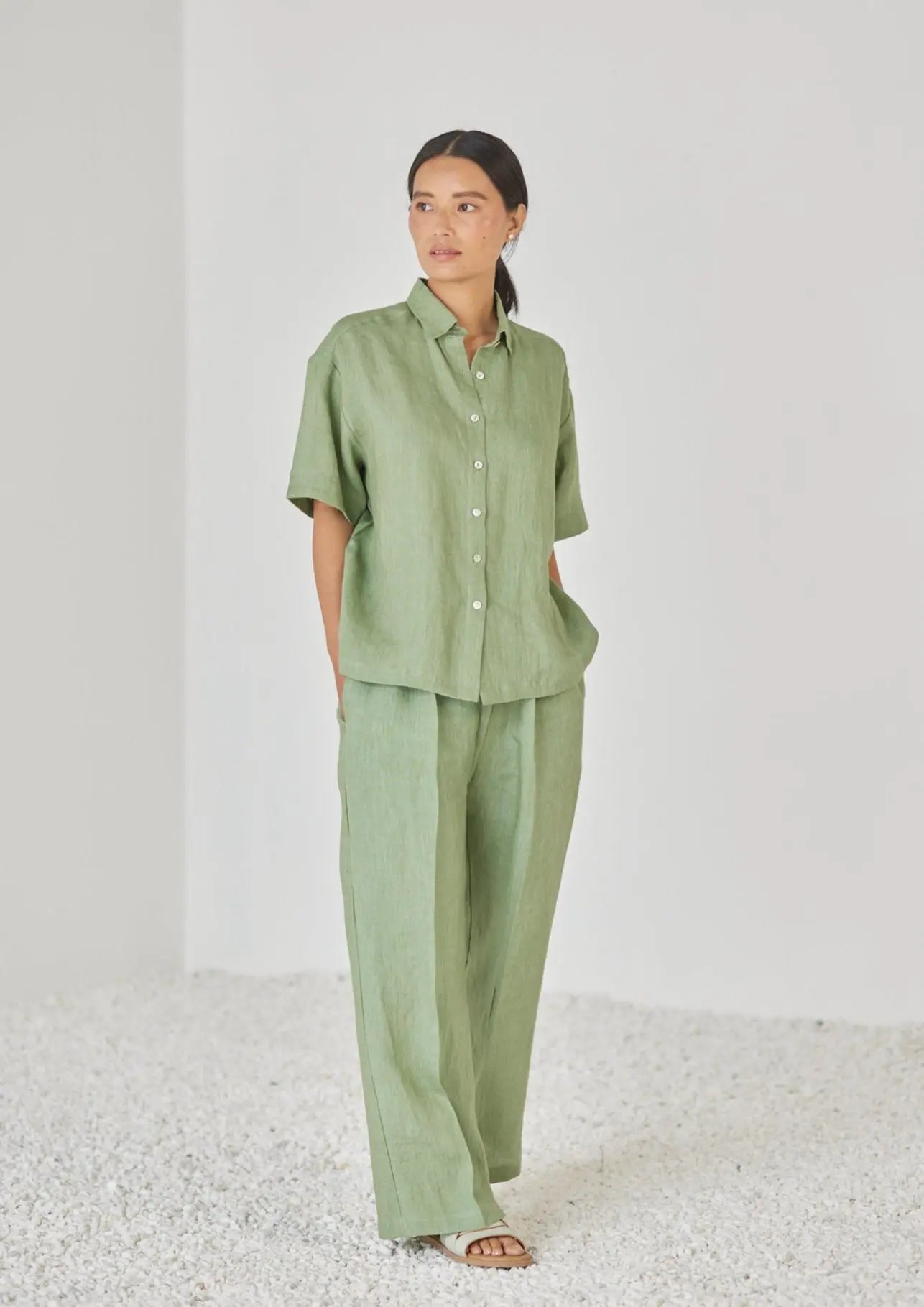 Oasis Linen Green Co-ord Set SanctuaryLiving