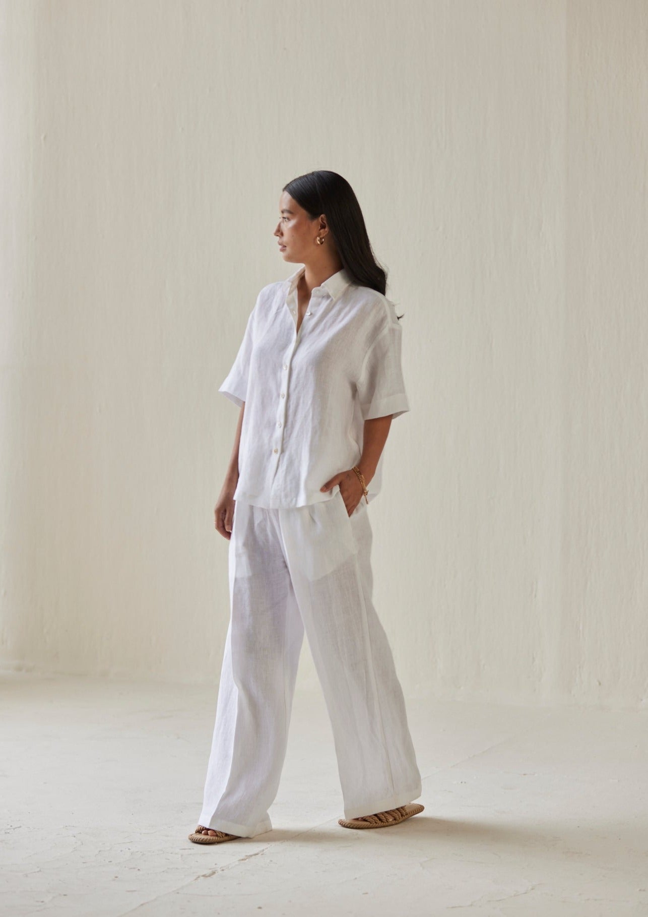 Oasis Linen White Shirt