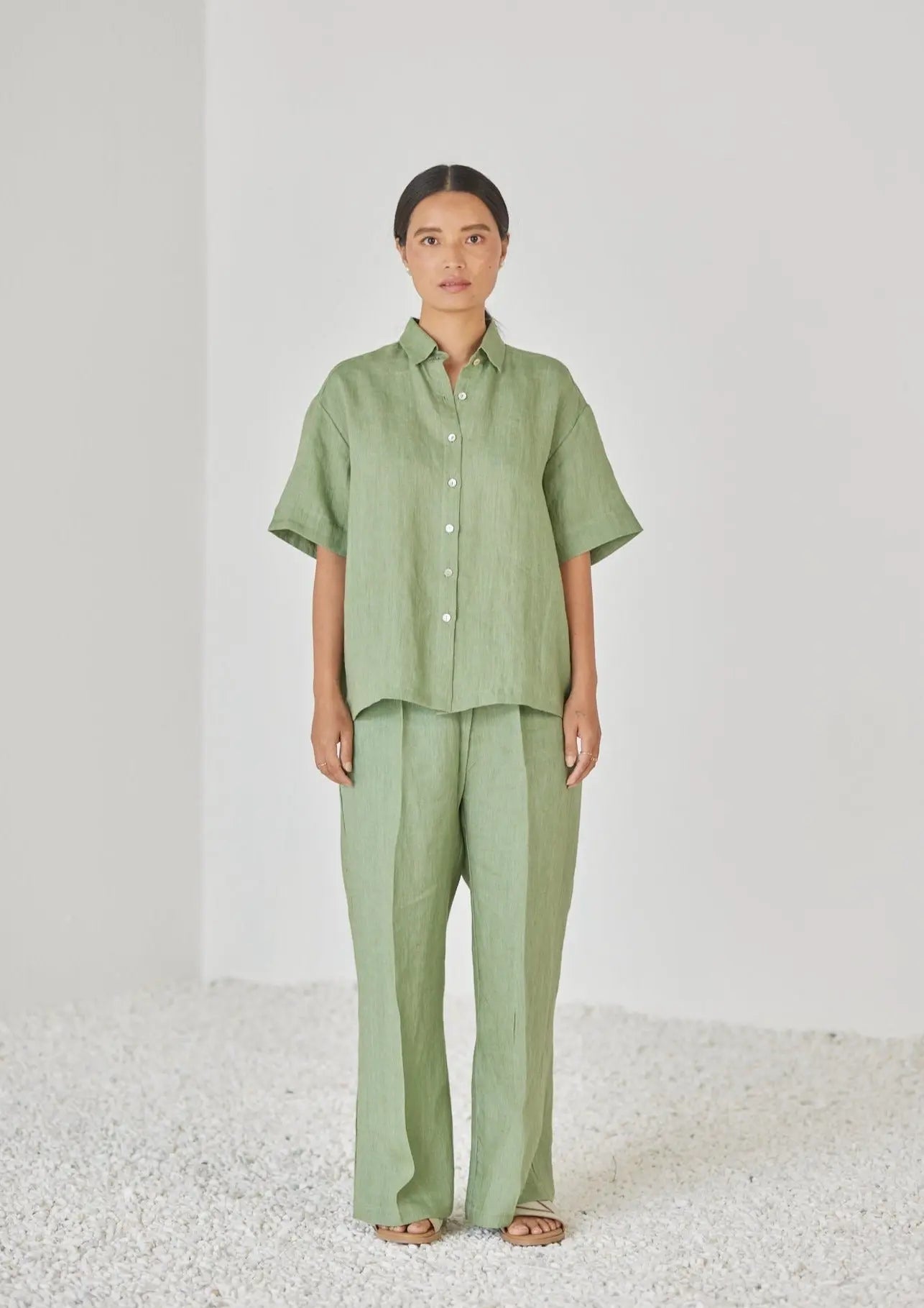 Oasis Linen Green Pants SanctuaryLiving
