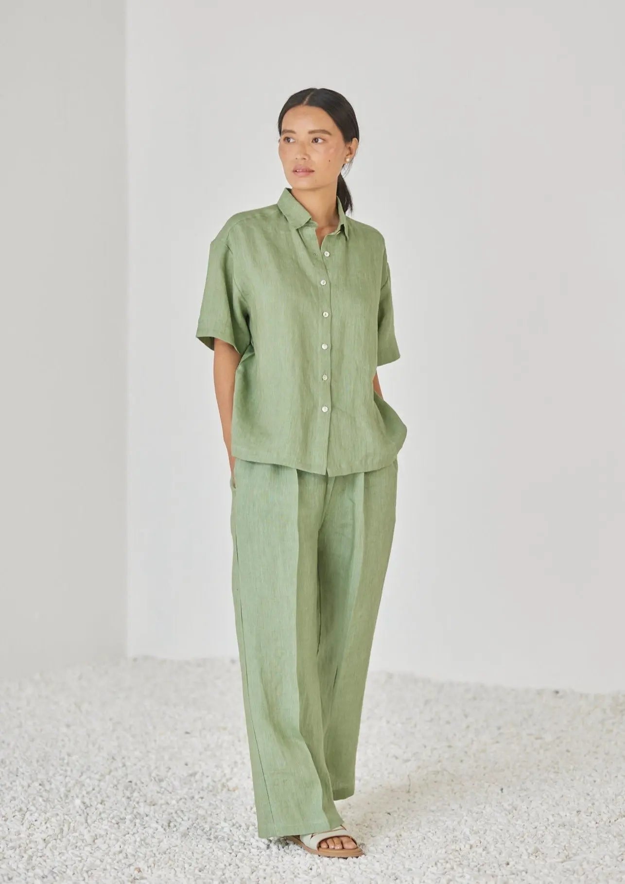 Oasis Linen Green Pants SanctuaryLiving