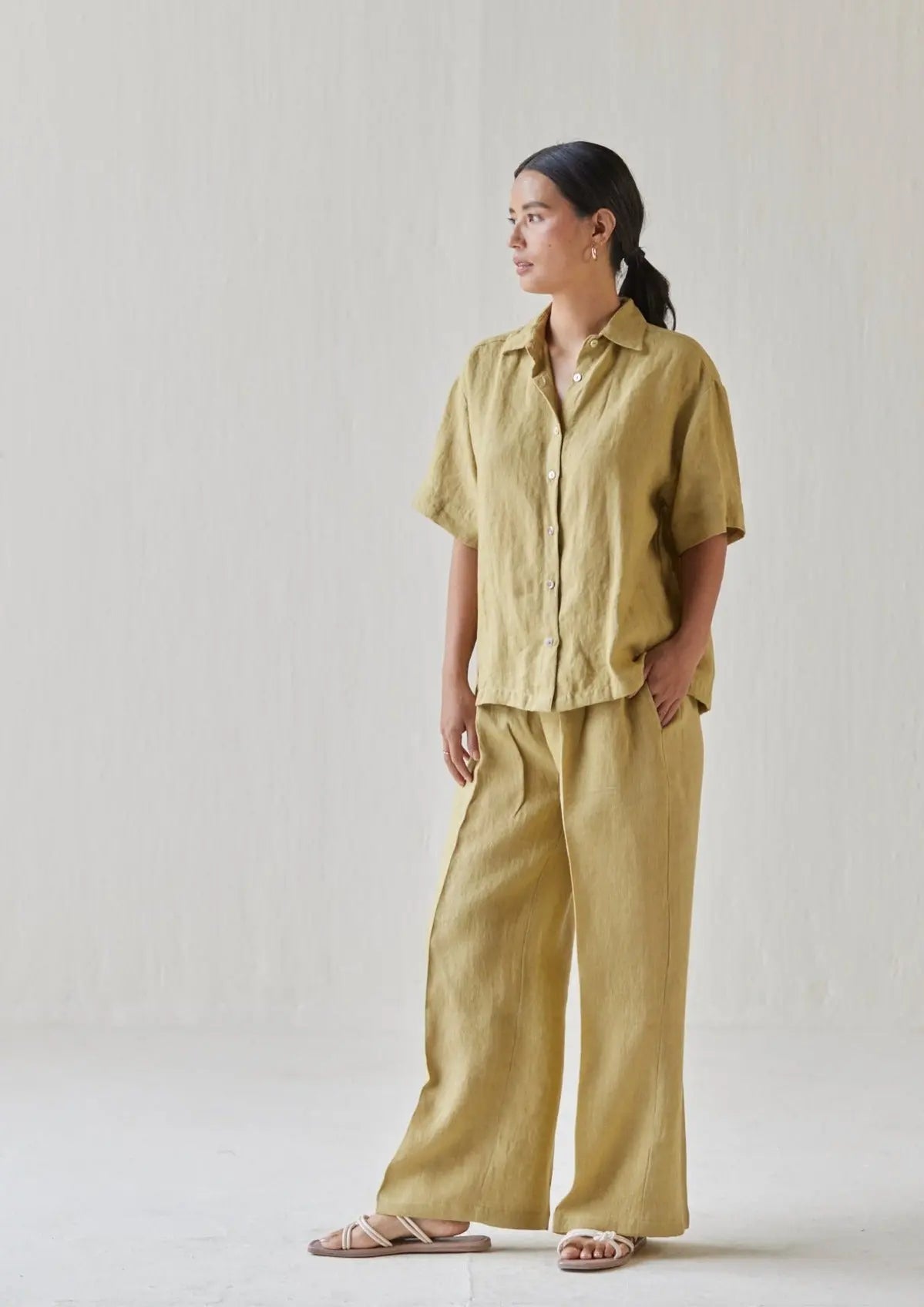 Oasis Linen Ochre Pants SanctuaryLiving