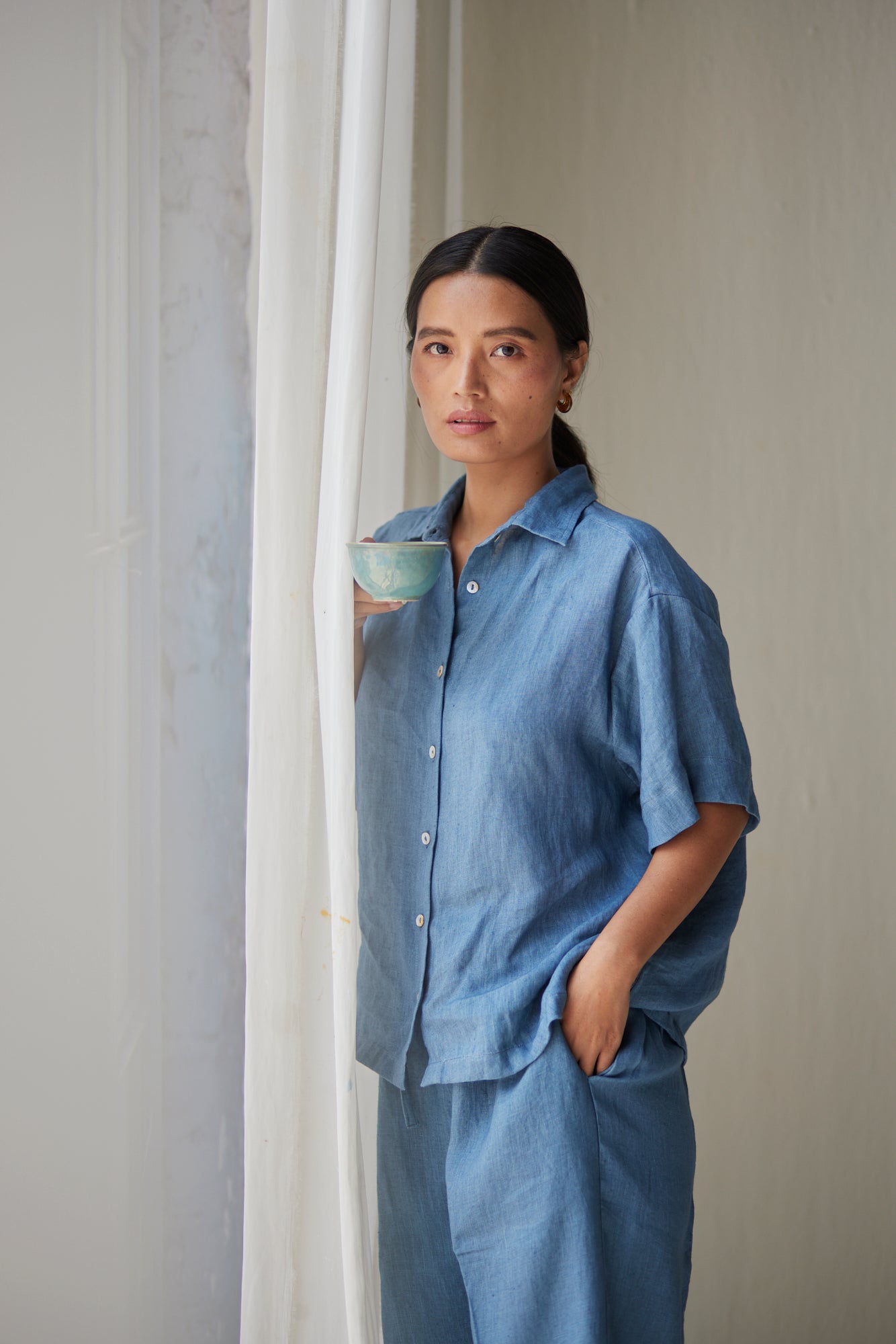 Oasis Linen Blue Shirt