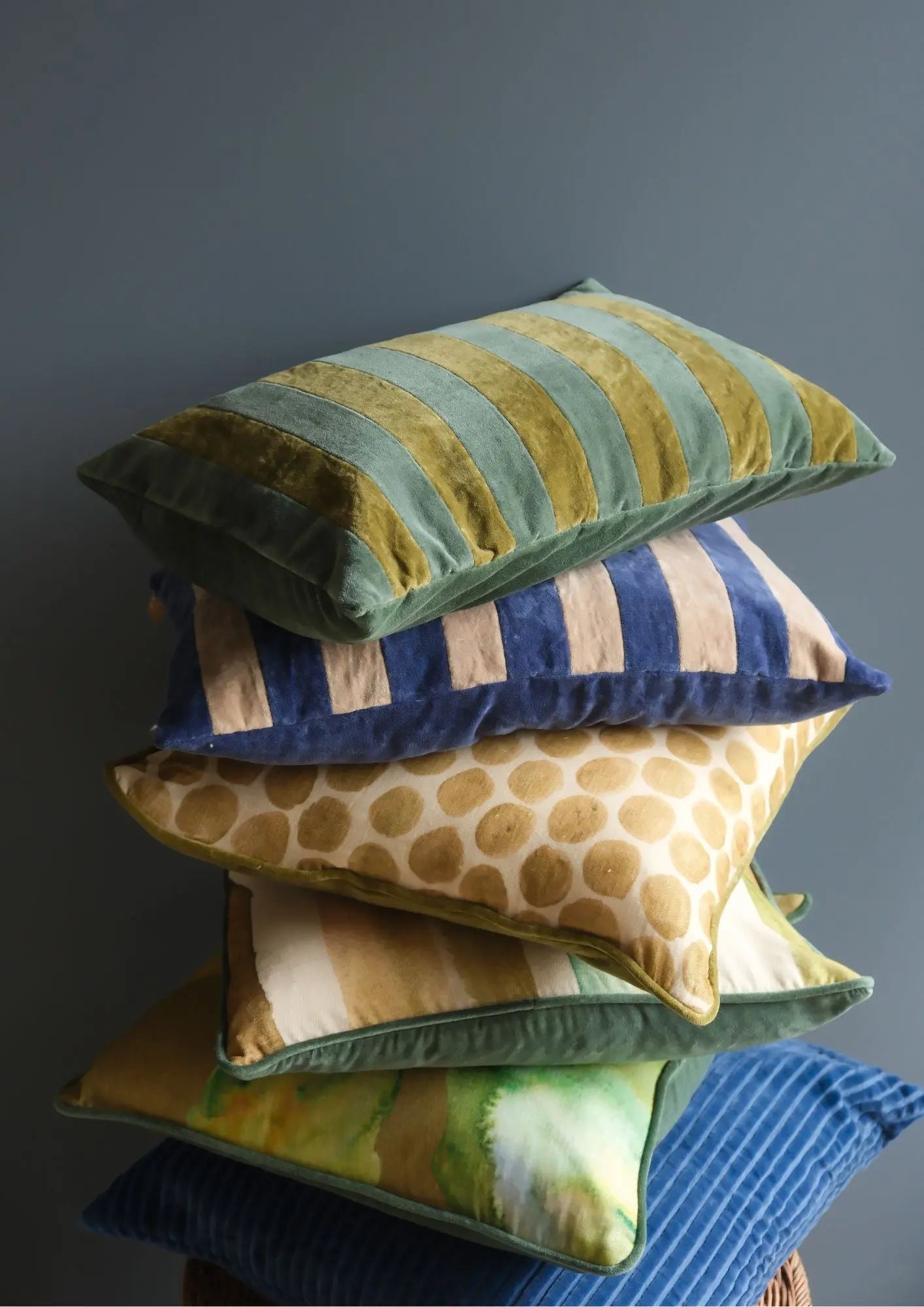 Holly Eucalyptus Velvet Stripe Cushion Cover SanctuaryLiving