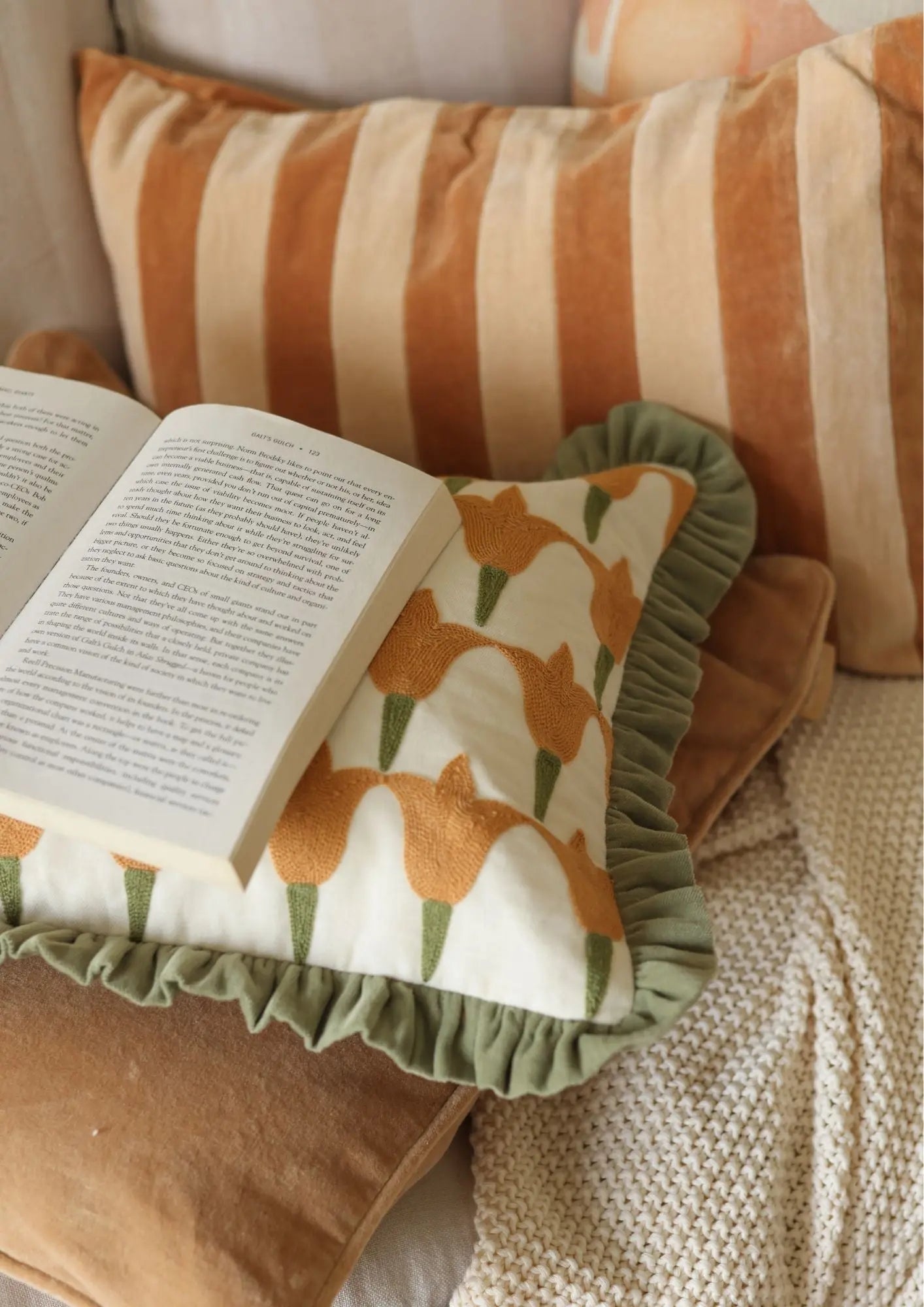 Holly Melon Striped Oblong Cushion Cover SanctuaryLiving