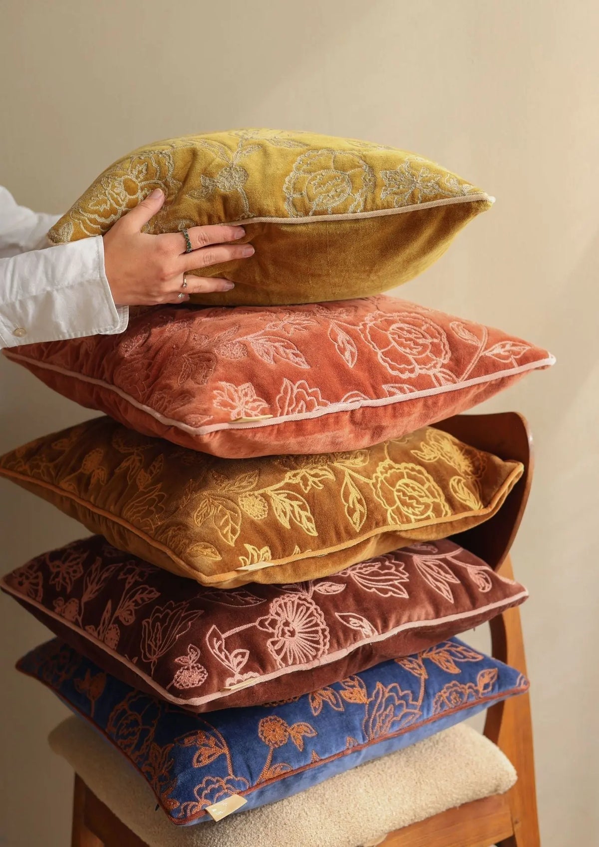 Rosabelle Chintz Deep Ochre Cushion Cover SanctuaryLiving