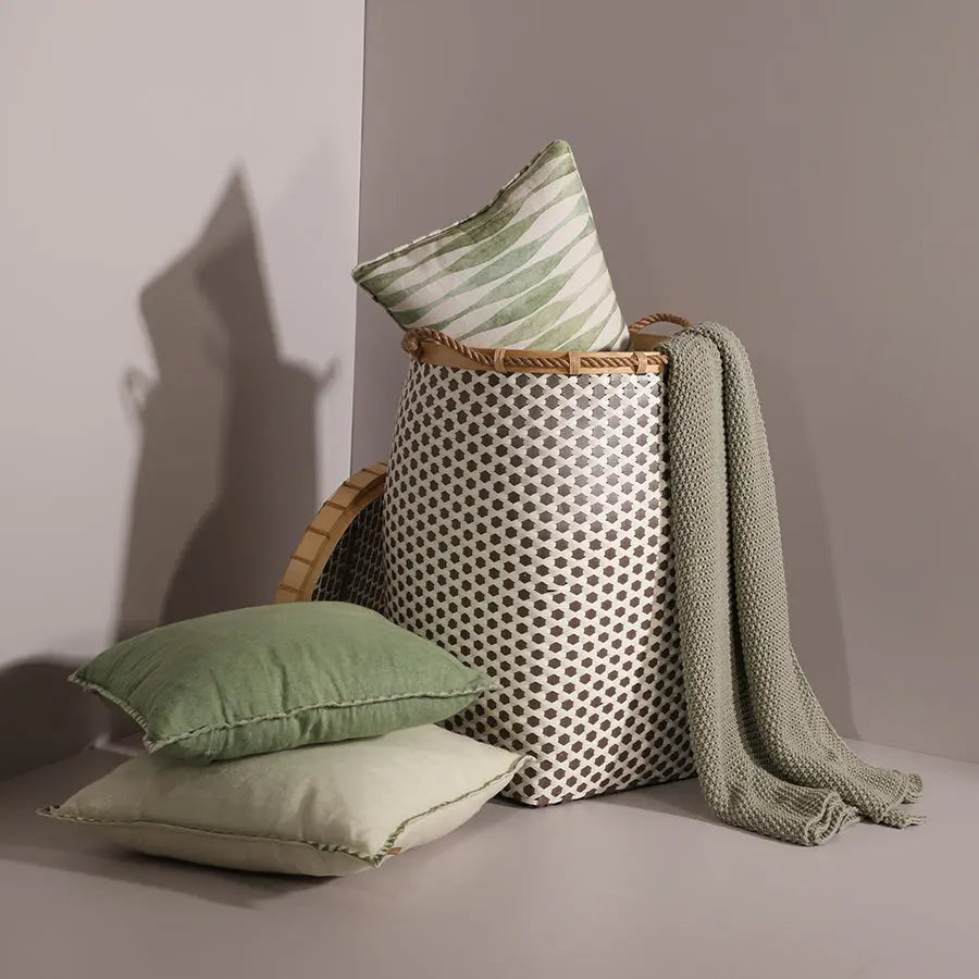 Adana Handwoven Bamboo Basket-Brown & White Quilt Avenue