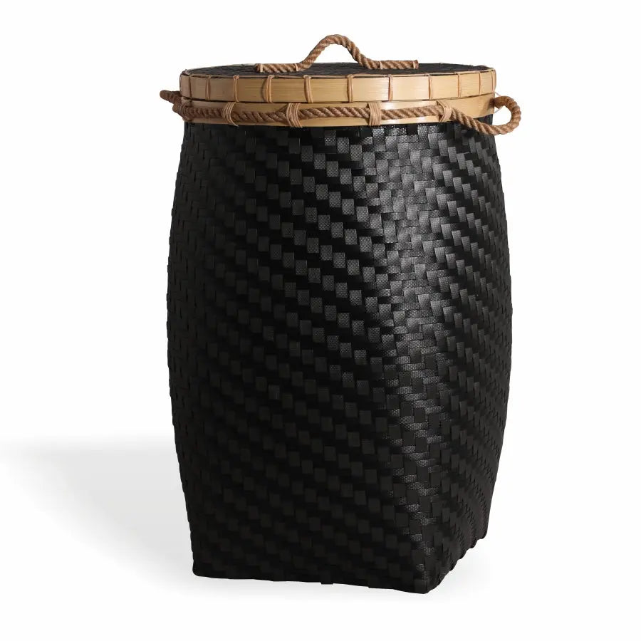 Adana Handwoven Bamboo Basket-Black Quilt Avenue