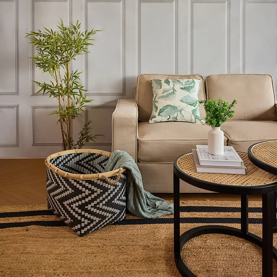 Antonio Handwoven Bamboo Oval Basket-Natural Quilt Avenue