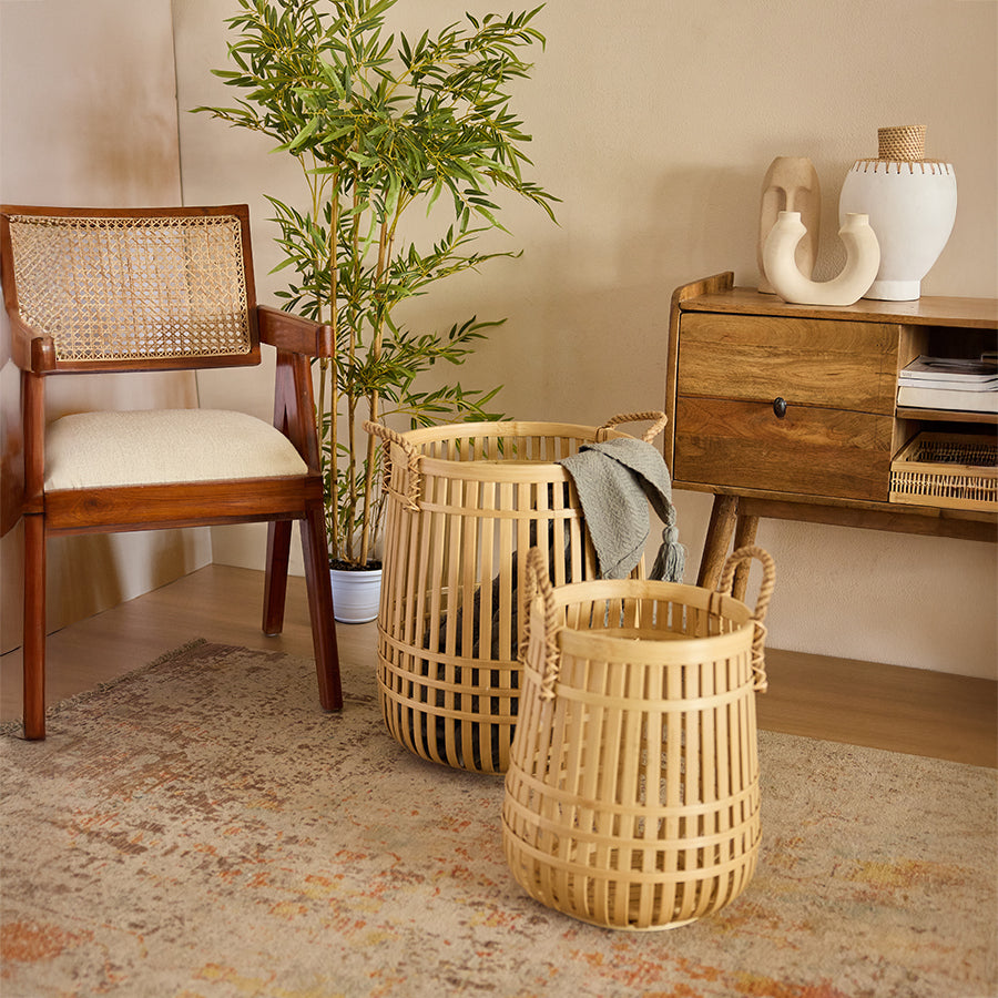 Antalya Handwoven Bamboo Basket-Natural